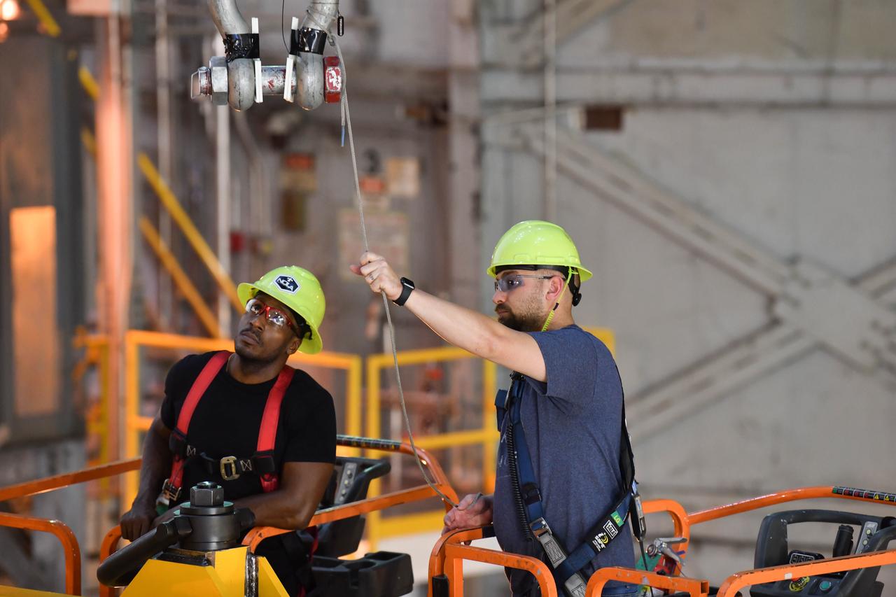 Technicians at NASA’s Michoud Assembly Facility in New Orleans rotated the engine section for NASA’s Space Launch System rocket from a vertical to horizontal position to prepare it for joining to the rest of the rocket’s core stage on Sept. 13. The engine section, which comprises the lowest portion of the 212-foot-tall stage, is the last major component to be horizontally integrated to the core stage. Michoud crews completed assembly on the flight hardware that will be used for Artemis I, the first lunar mission of SLS and NASA’s Orion spacecraft, on Aug. 29. The core stage’s two liquid propellant tanks and four RS-25 engines will produce more than 2 million pounds of thrust to send the SLS rocket and Orion on the Artemis lunar missions. The engine section houses the four RS-25 engines and includes vital systems for mounting, controlling and delivering fuel form the propellant tanks to the rocket’s engines.  Offering more payload mass, volume capability and energy to speed missions through space, the SLS rocket, along with NASA’s Gateway in lunar orbit and Orion, is part of NASA’s backbone for deep space exploration and the Artemis lunar program. No other rocket is capable of carrying astronauts in Orion around the Moon in a single mission.